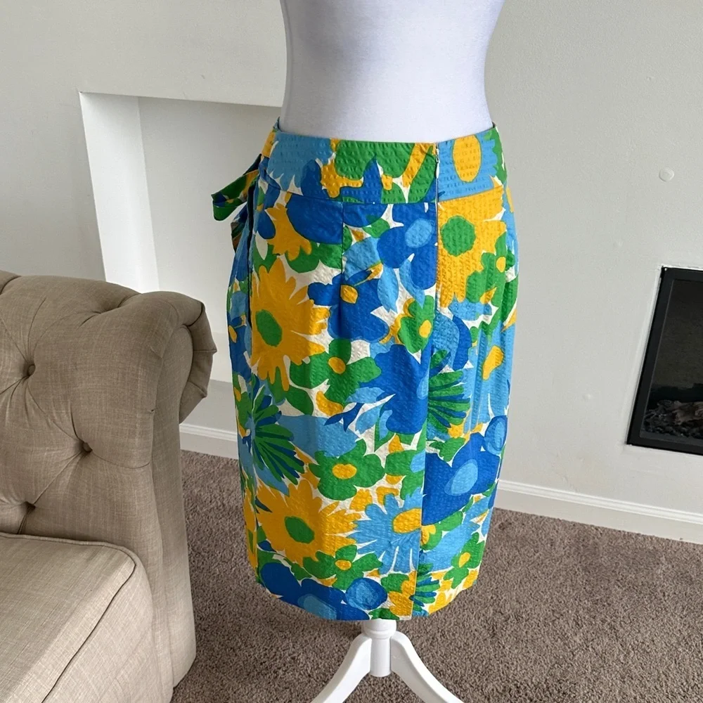 J. Crew Blue and Yellow Floral Swim Sarong